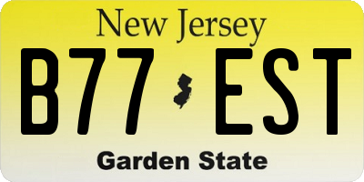 NJ license plate B77EST