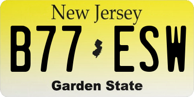NJ license plate B77ESW