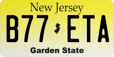 NJ license plate B77ETA