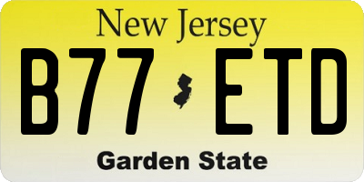 NJ license plate B77ETD
