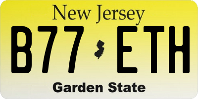 NJ license plate B77ETH