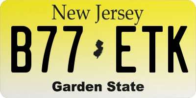 NJ license plate B77ETK