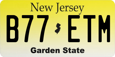NJ license plate B77ETM