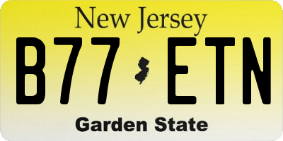 NJ license plate B77ETN