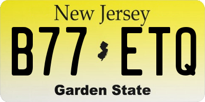 NJ license plate B77ETQ