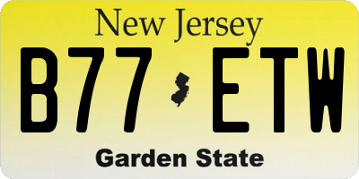 NJ license plate B77ETW