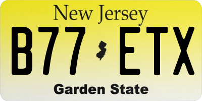 NJ license plate B77ETX