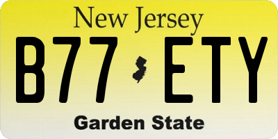 NJ license plate B77ETY