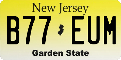 NJ license plate B77EUM