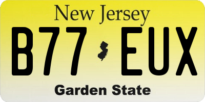 NJ license plate B77EUX