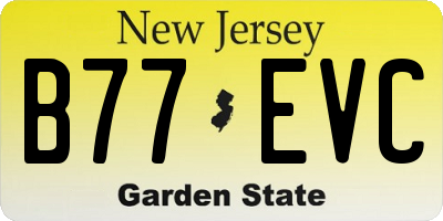 NJ license plate B77EVC