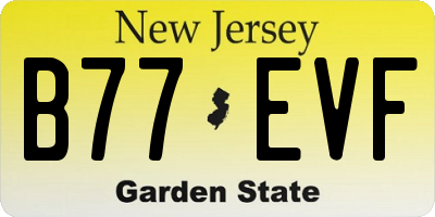 NJ license plate B77EVF