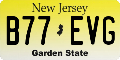 NJ license plate B77EVG