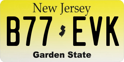 NJ license plate B77EVK