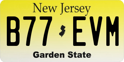 NJ license plate B77EVM