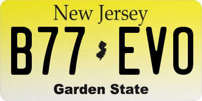 NJ license plate B77EVO