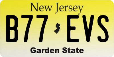 NJ license plate B77EVS