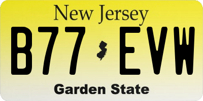 NJ license plate B77EVW