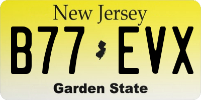 NJ license plate B77EVX