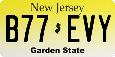 NJ license plate B77EVY