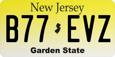 NJ license plate B77EVZ