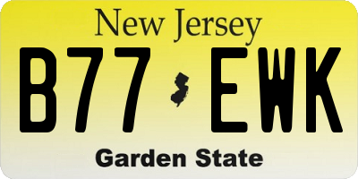 NJ license plate B77EWK