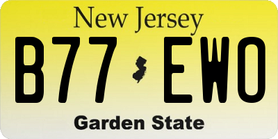 NJ license plate B77EWO