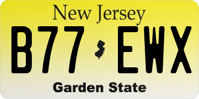 NJ license plate B77EWX