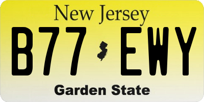 NJ license plate B77EWY