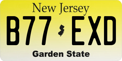 NJ license plate B77EXD