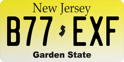 NJ license plate B77EXF