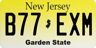 NJ license plate B77EXM