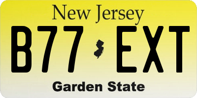 NJ license plate B77EXT