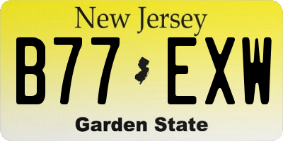 NJ license plate B77EXW