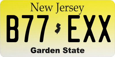 NJ license plate B77EXX