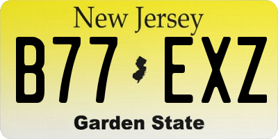 NJ license plate B77EXZ