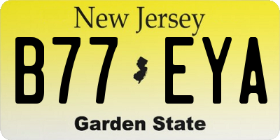 NJ license plate B77EYA