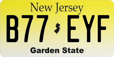 NJ license plate B77EYF
