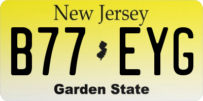NJ license plate B77EYG