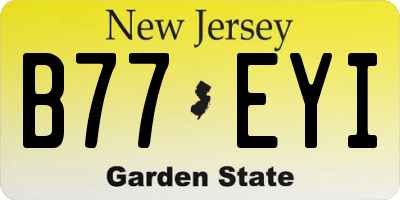 NJ license plate B77EYI