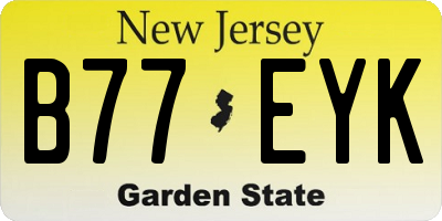 NJ license plate B77EYK