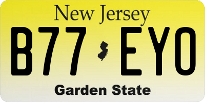 NJ license plate B77EYO