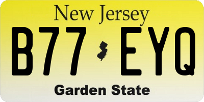NJ license plate B77EYQ