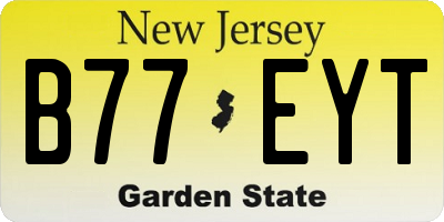 NJ license plate B77EYT