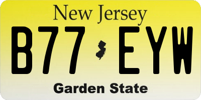 NJ license plate B77EYW