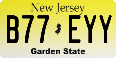 NJ license plate B77EYY