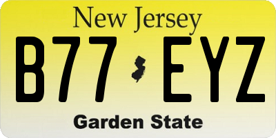 NJ license plate B77EYZ