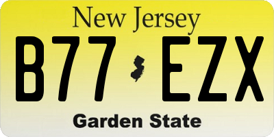 NJ license plate B77EZX