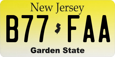 NJ license plate B77FAA