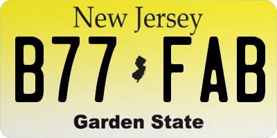 NJ license plate B77FAB
